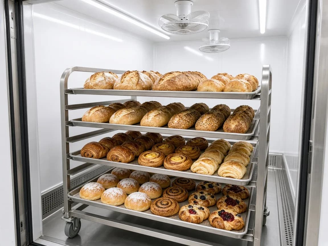 Bakery trays in an Indian blast chiller
