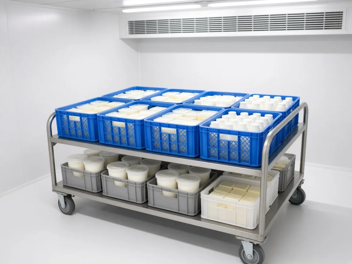 Dairy products in an Indian blast chiller