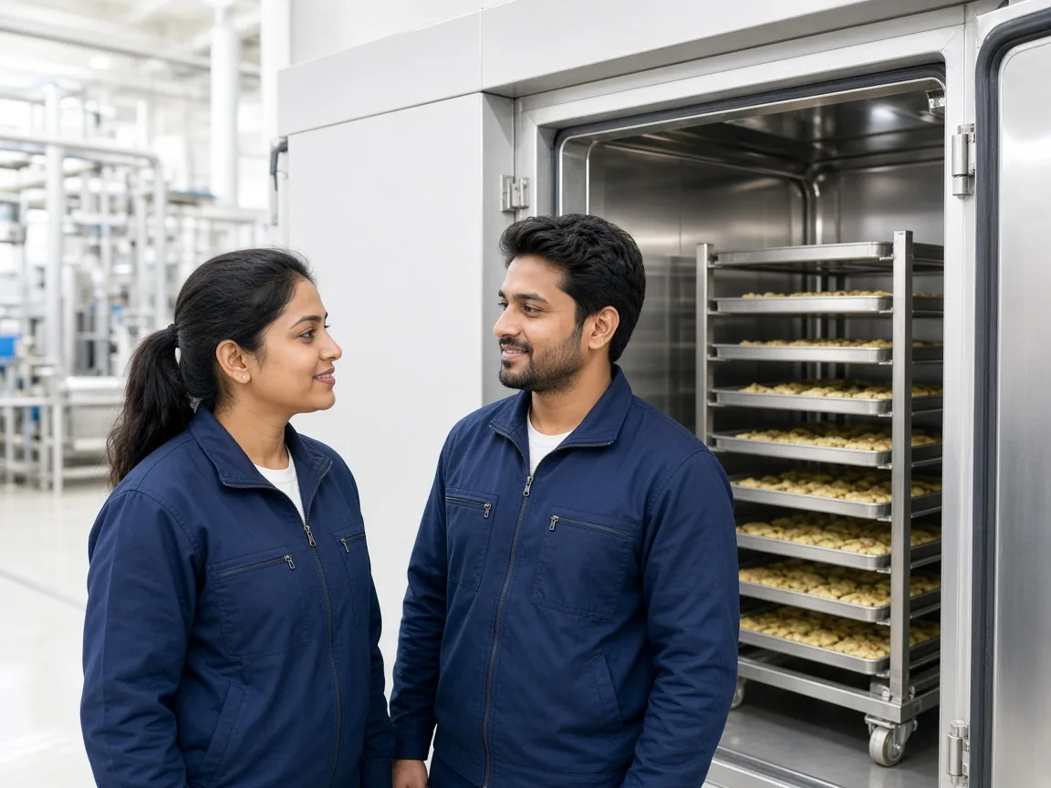 Indian engineers reviewing a blast chiller requirement