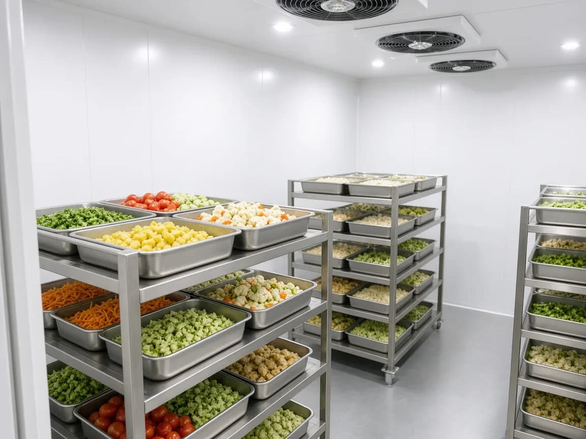 Food trays in an Indian blast chiller