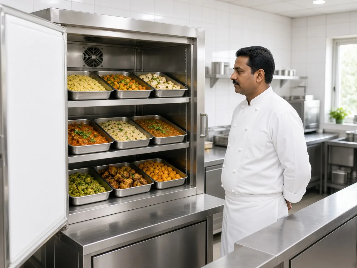 A blast chiller in an Indian hotel kitchen