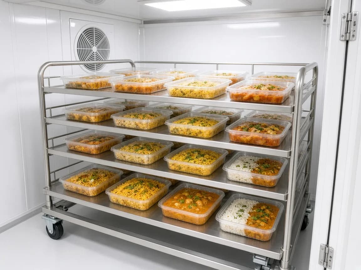 Prepared meals in an Indian blast chiller
