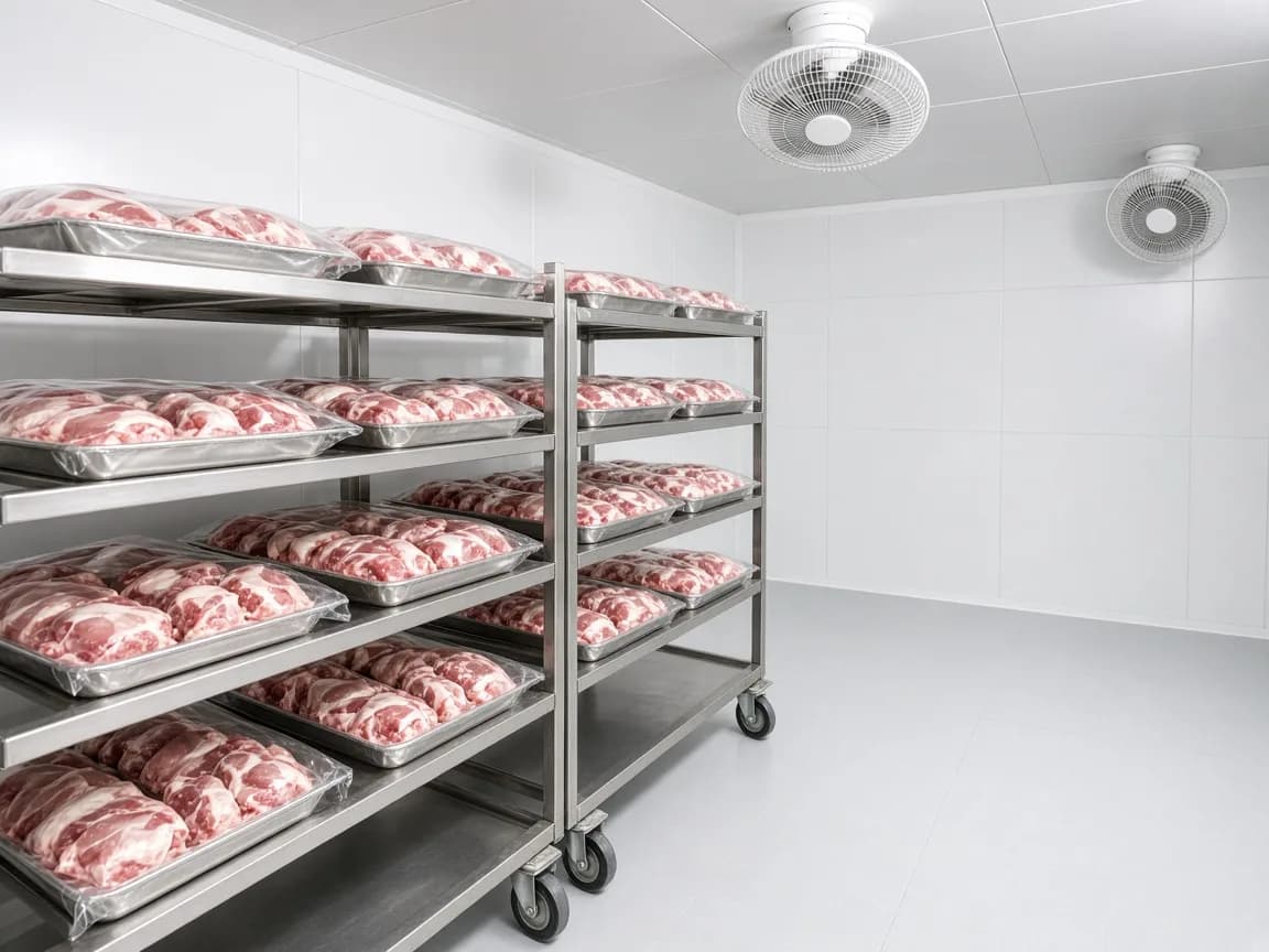 Meat trays in an Indian blast chiller