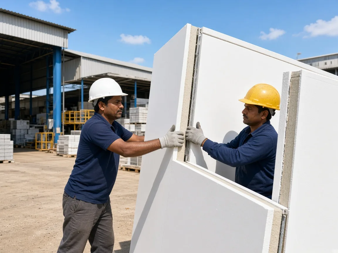 Insulated panels for a blast chiller in an Indian factory yard