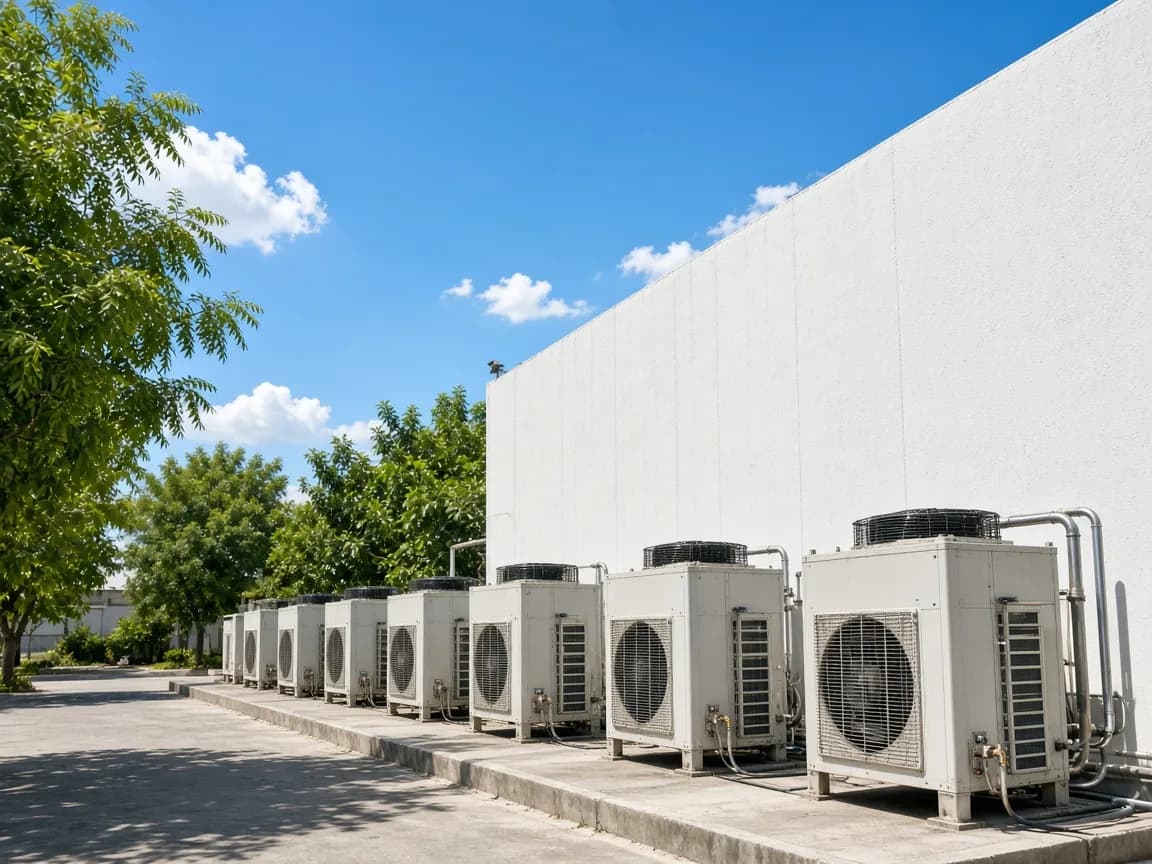 Outdoor refrigeration plant at an Indian blast chiller