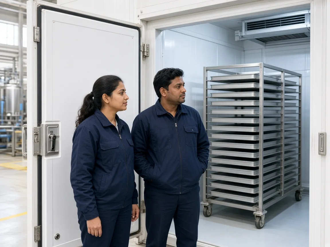 Indian engineers reviewing a blast freezer requirement
