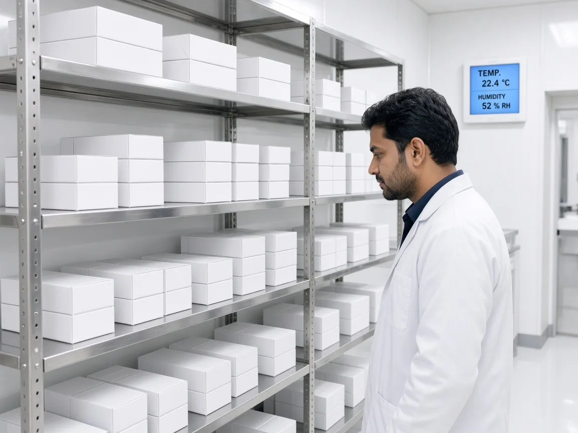 Pharmaceutical products in a controlled room in India