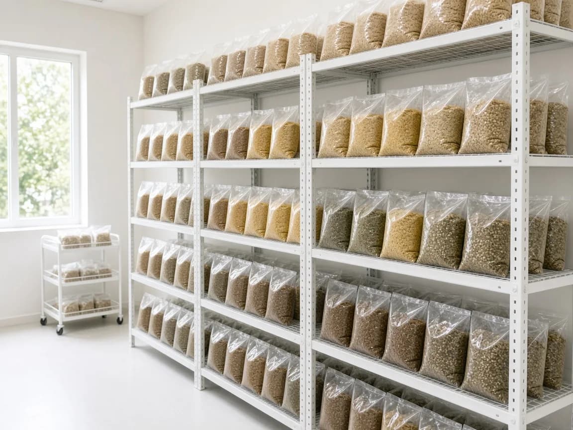 Seed storage in an Indian temperature room
