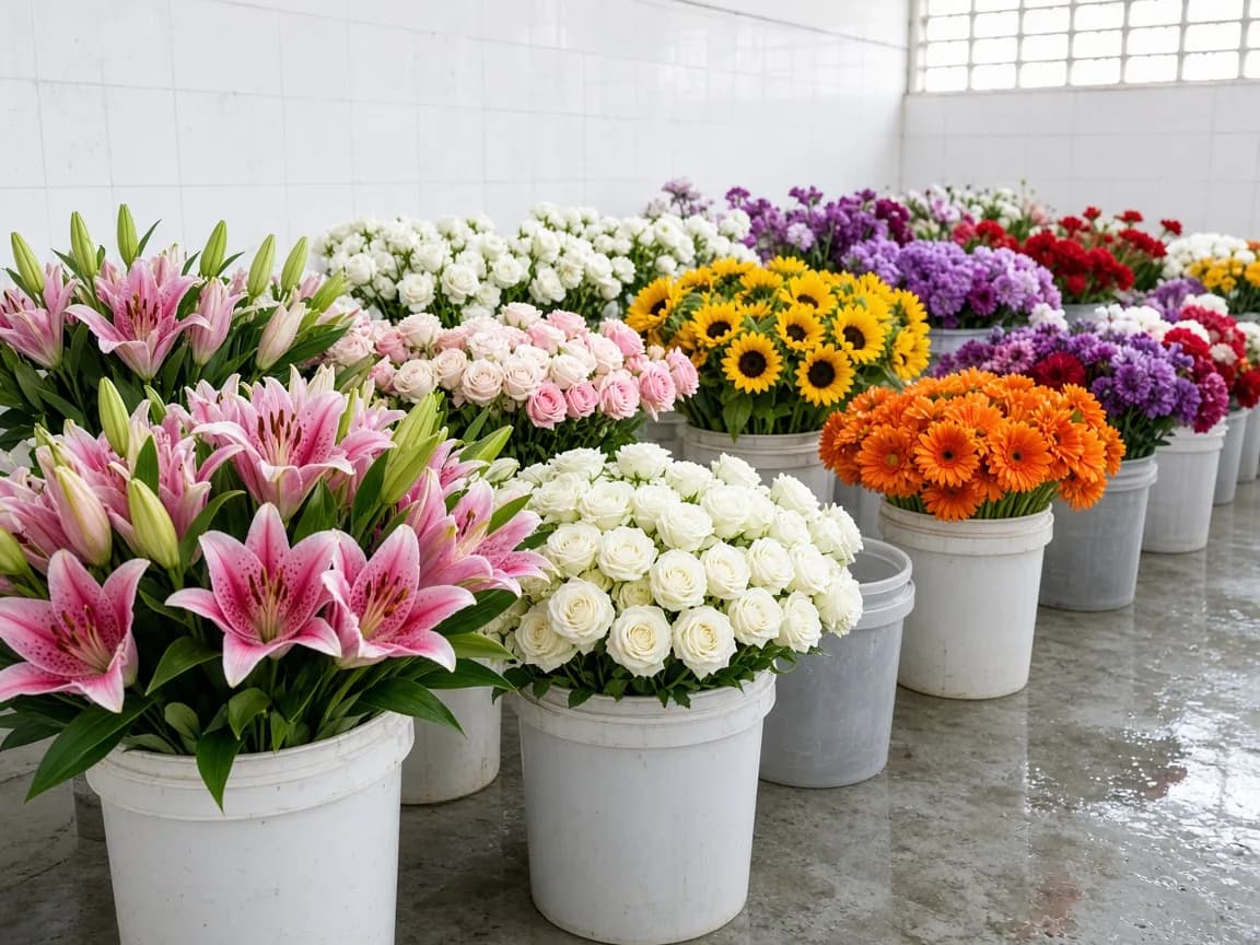 Flowers in an Indian chilled room