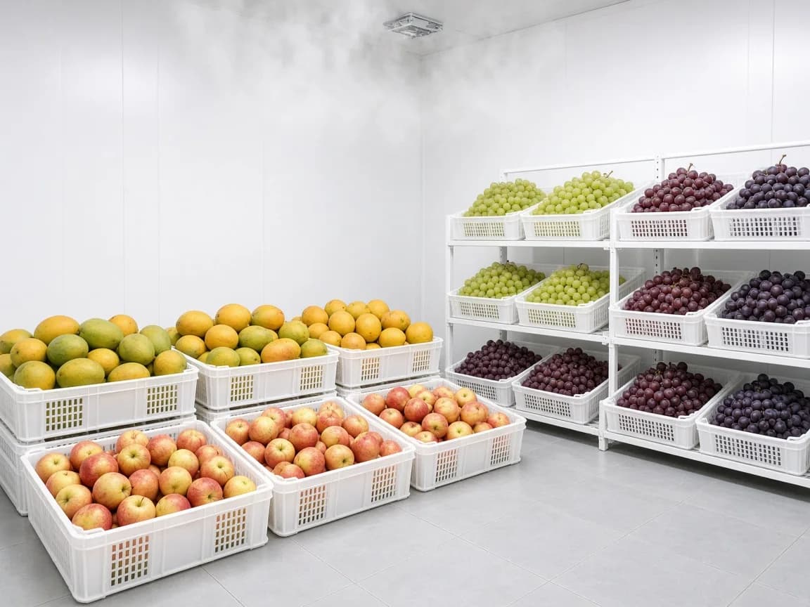 Fruit stored in an Indian chiller room