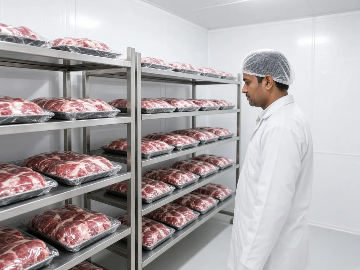 Fresh meat in an Indian chiller room
