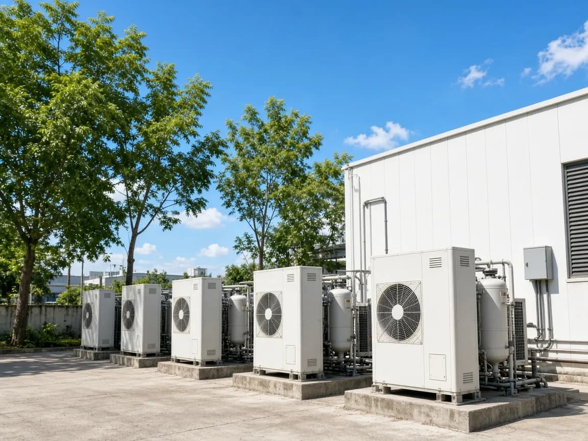 Outdoor refrigeration plant at an Indian chiller room