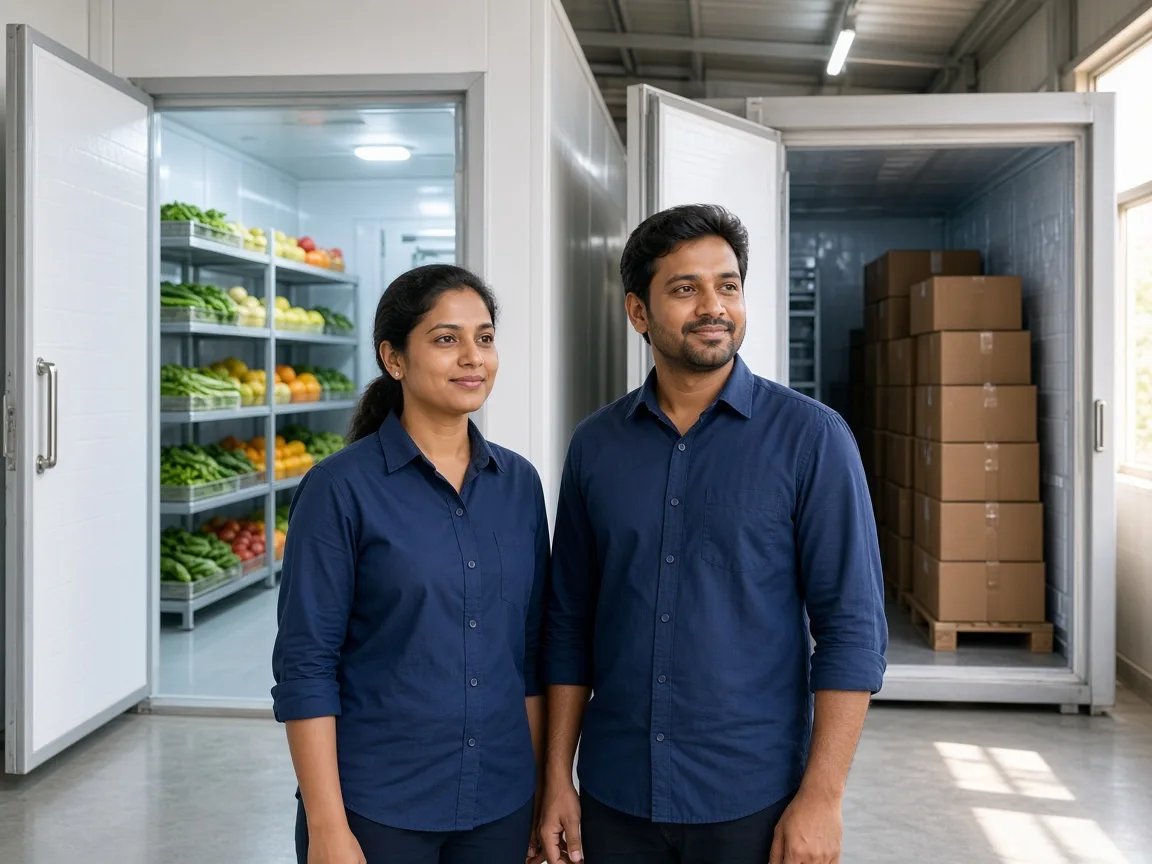Indian engineers reviewing a combo cold room requirement