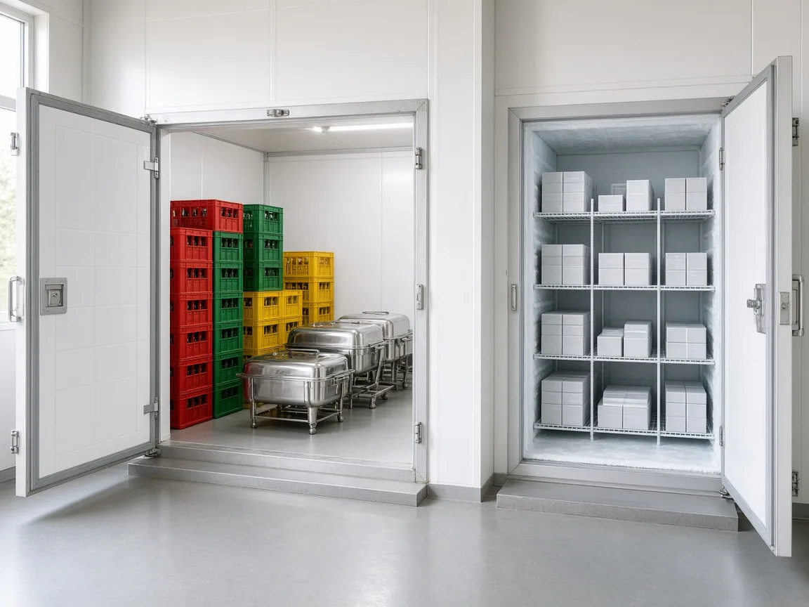 Food storage with separate chilled and frozen rooms in India