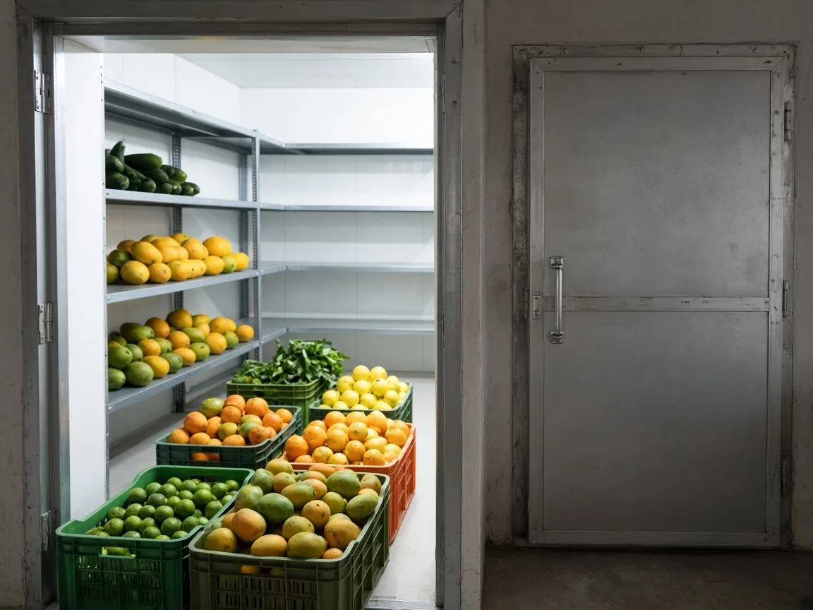 Produce in a chilled zone beside another cold room in India
