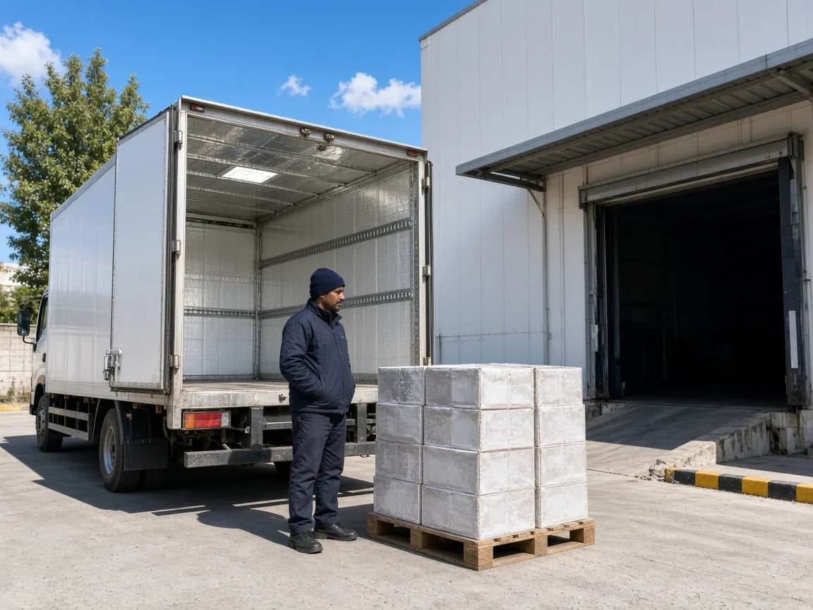 Frozen cartons leaving an Indian freezer warehouse