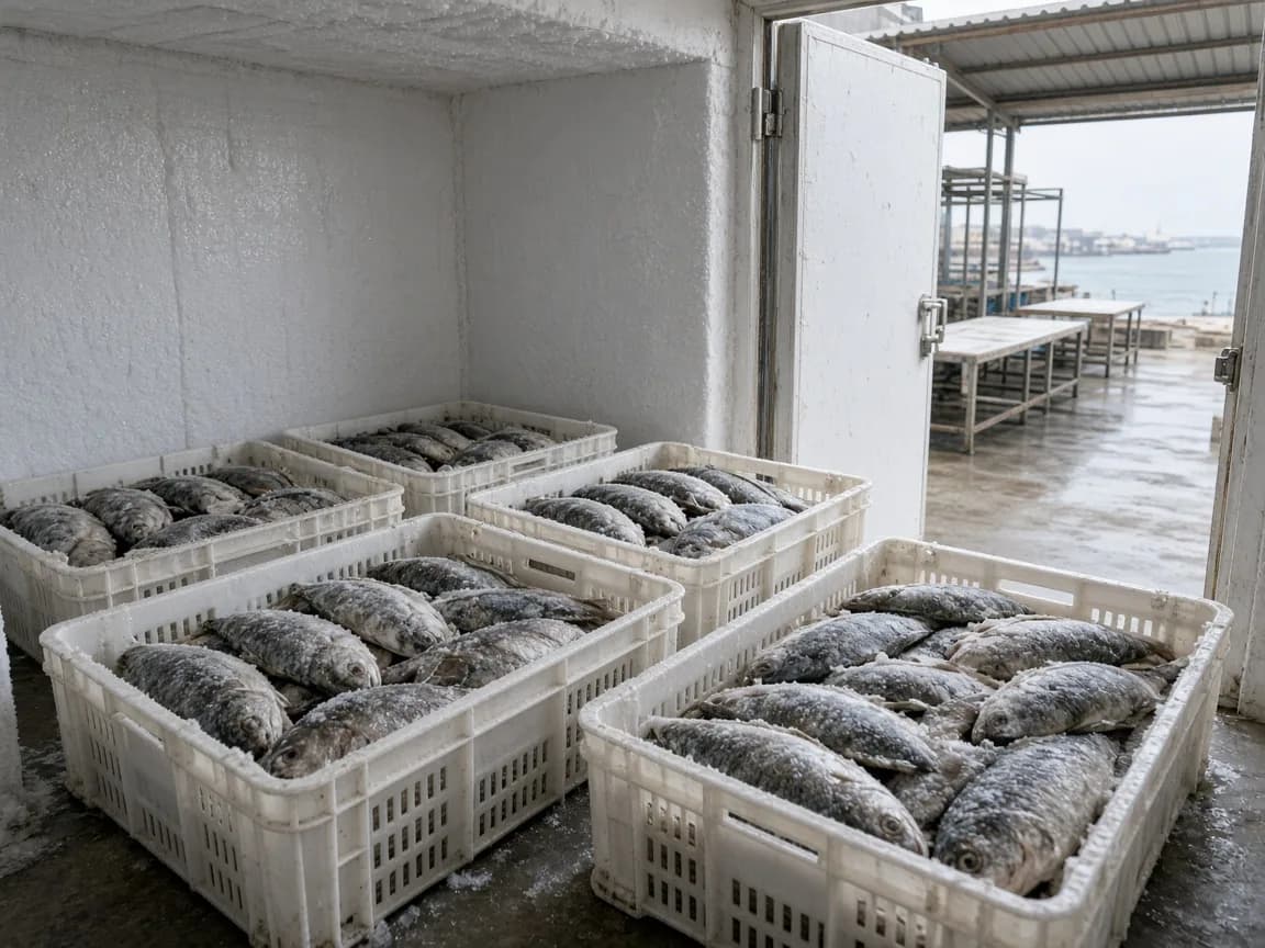 A seafood freezer room in coastal India
