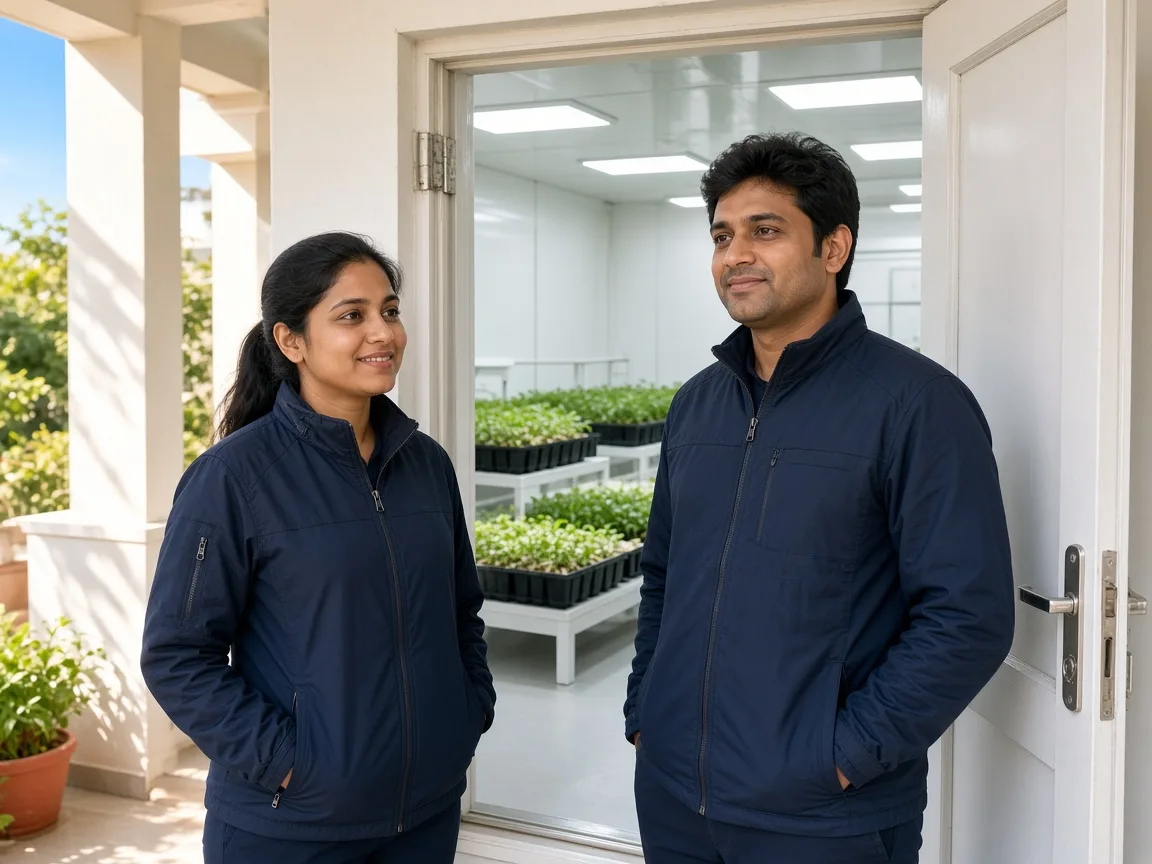 Indian engineers reviewing an incubation room requirement
