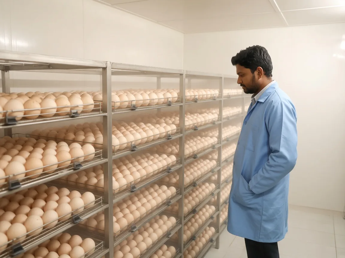 A hatchery incubation room in India