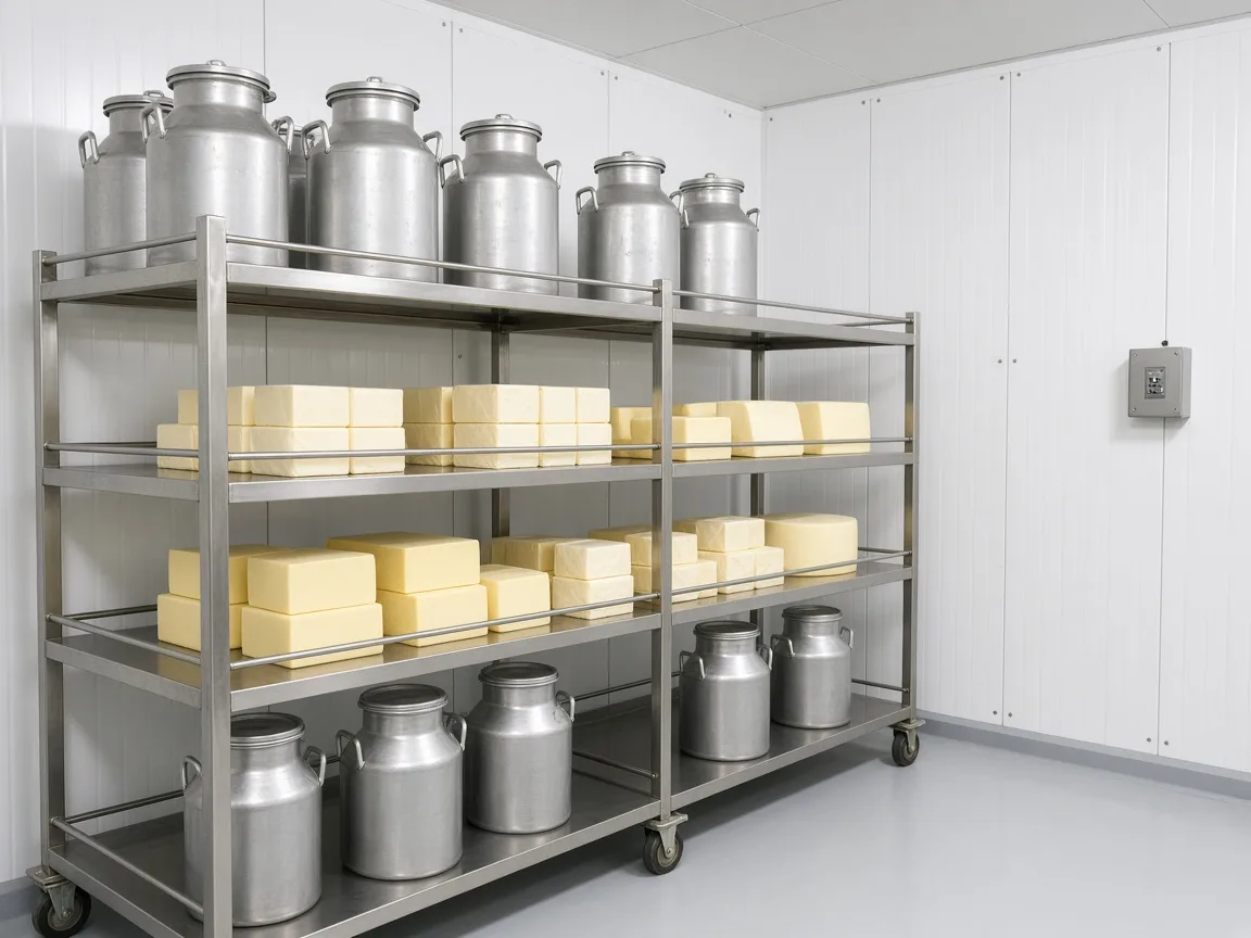 Dairy products inside a modular cold room in India