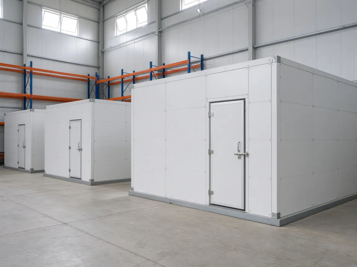 Modular cold rooms inside an Indian warehouse