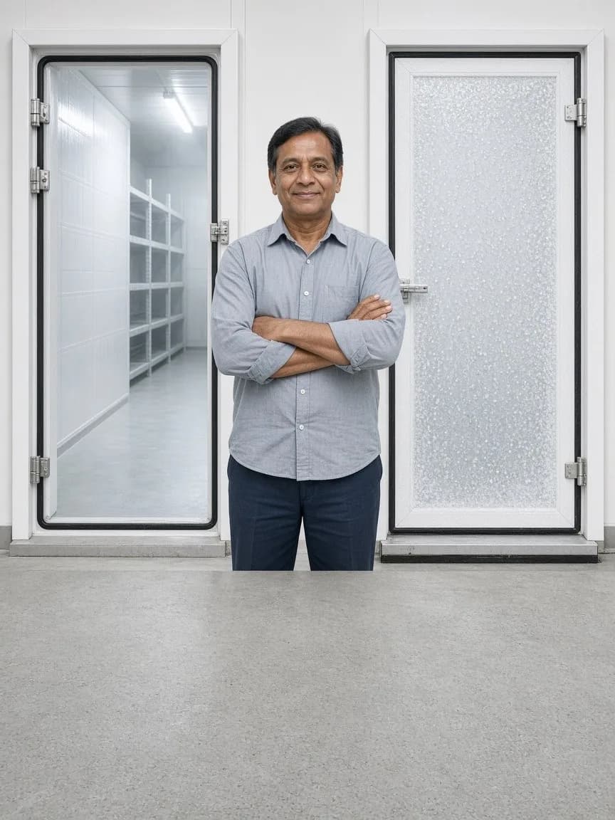 A supervisor between a chilled chamber and a frozen chamber in a logistics warehouse