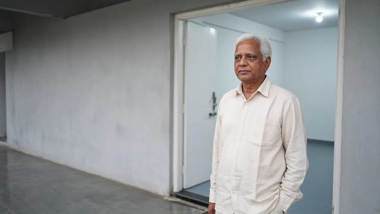 A worker at a walk in cold room door in India