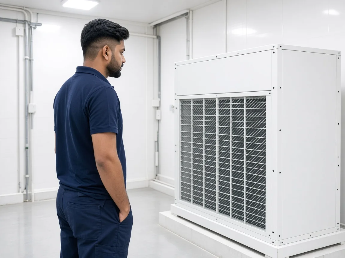 A newer condensing unit installation in a machinery room