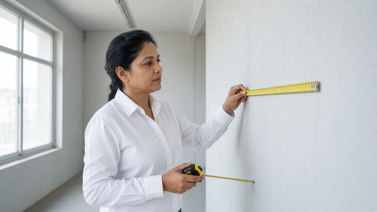 An engineer measuring a cold room site in India