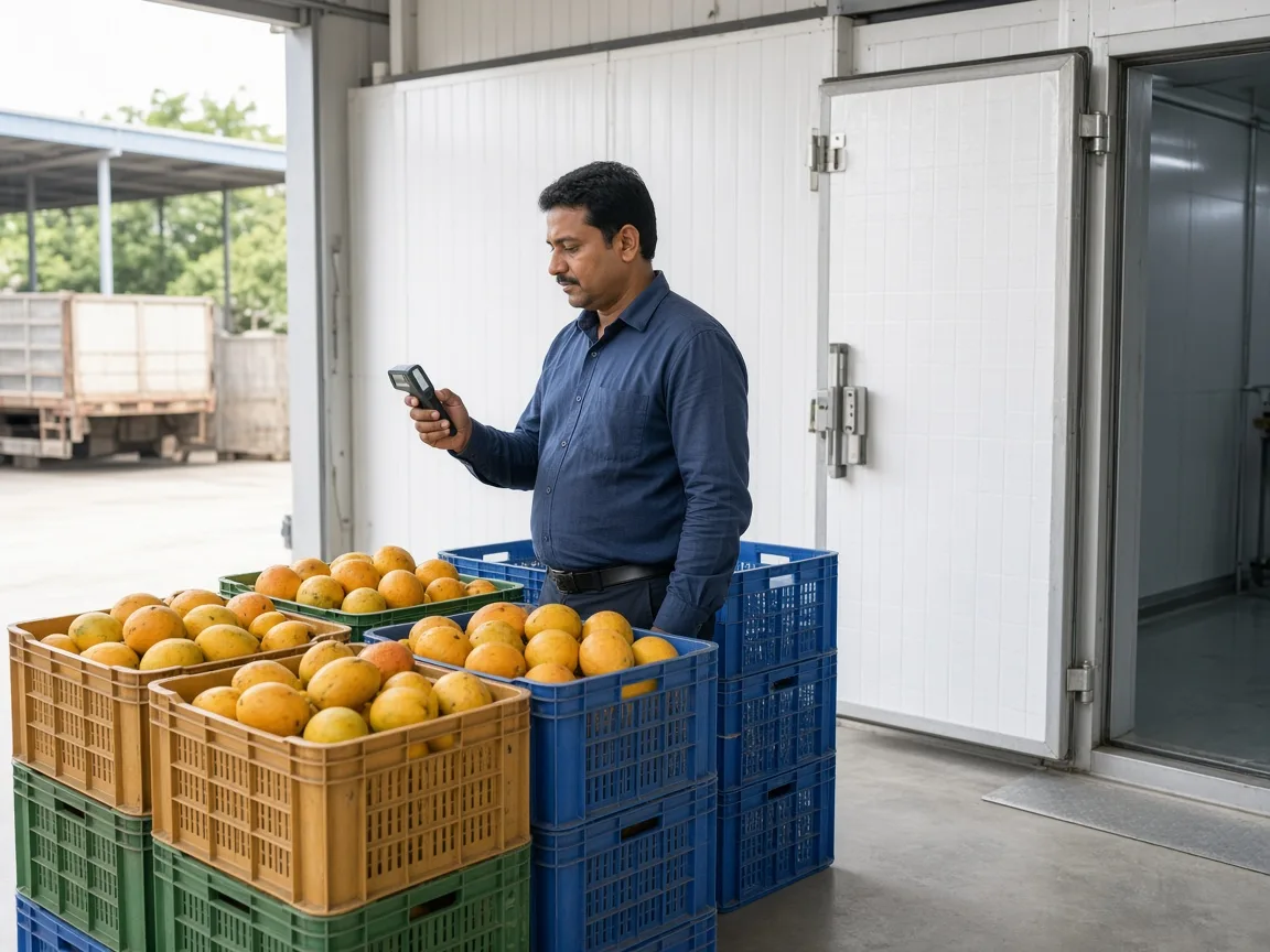 Indian cold chain receiving area beside a cold room