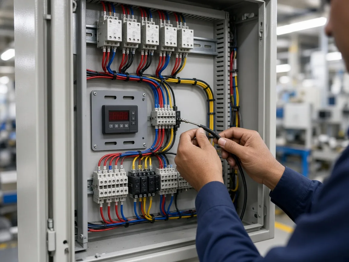 A refrigeration control panel being commissioned in India