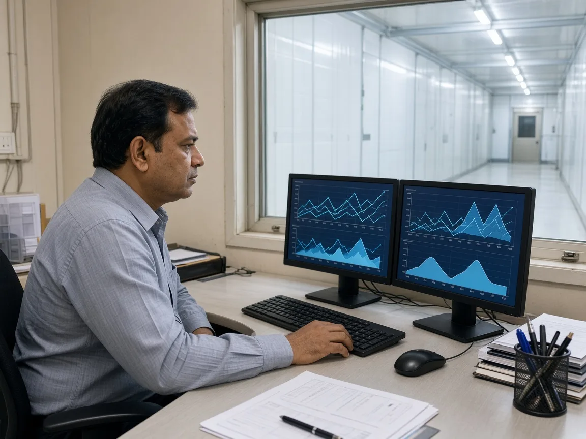 An Indian operator reviewing refrigeration conditions