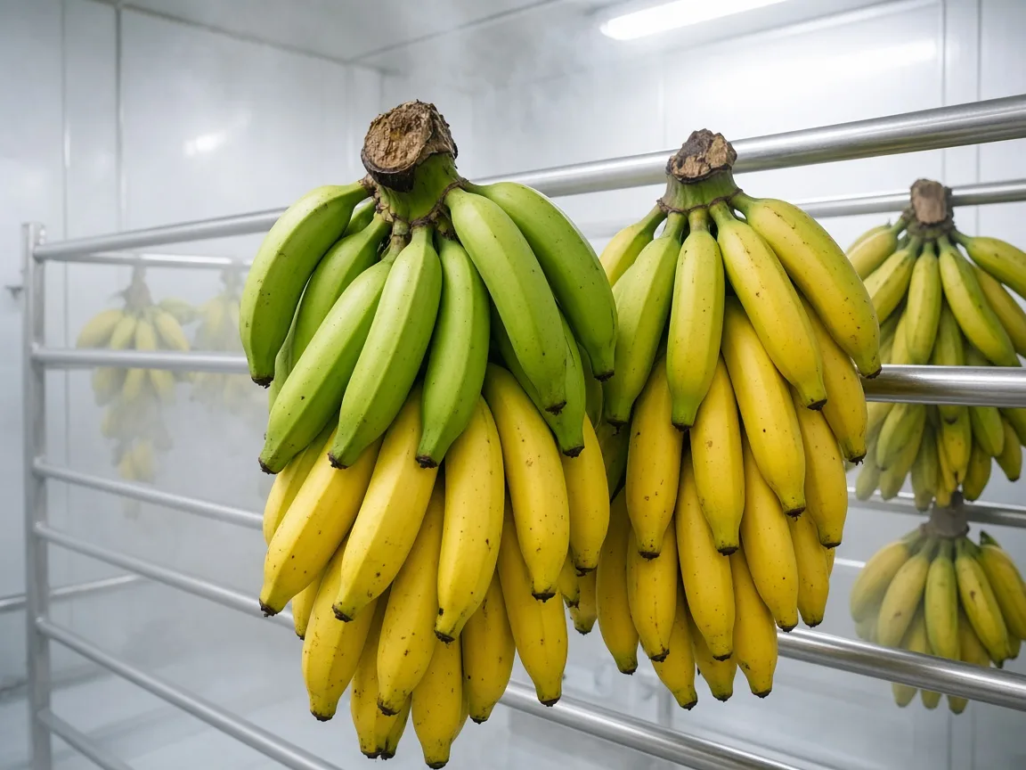Bananas ripening inside an Indian chamber