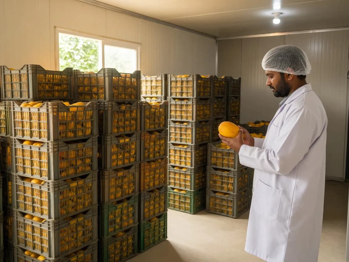 Mangoes in an Indian ripening room
